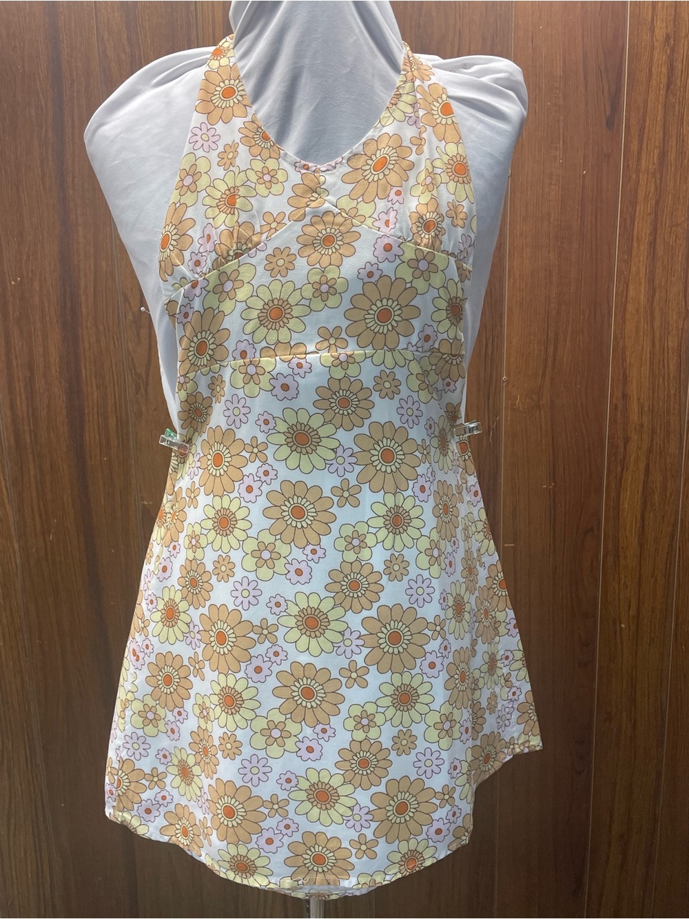 Hollister Yellow & Orange Floral Halter Mini Dress